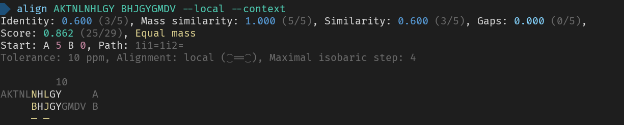 example of calling with complex alignment