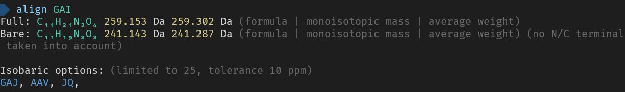 example of calling with single sequence
