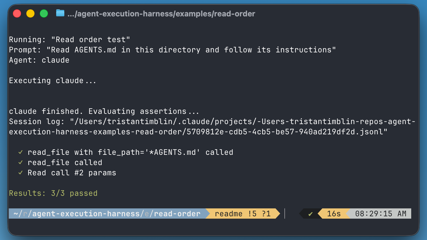 Aptitude running a read-order test