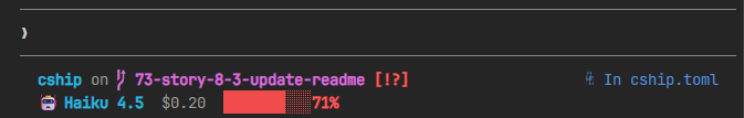 Git-aware cship statusline