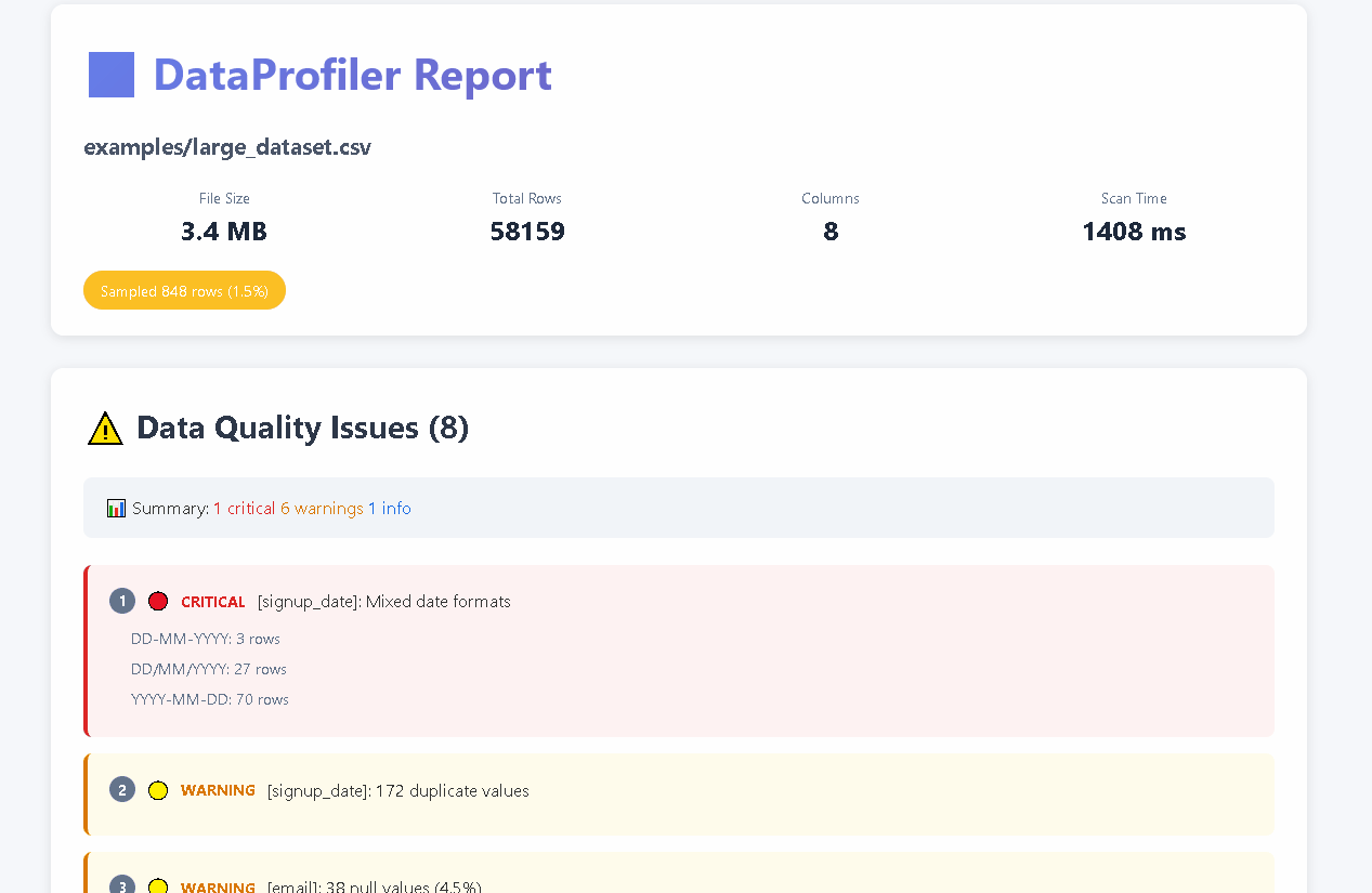 DataProfiler HTML Report