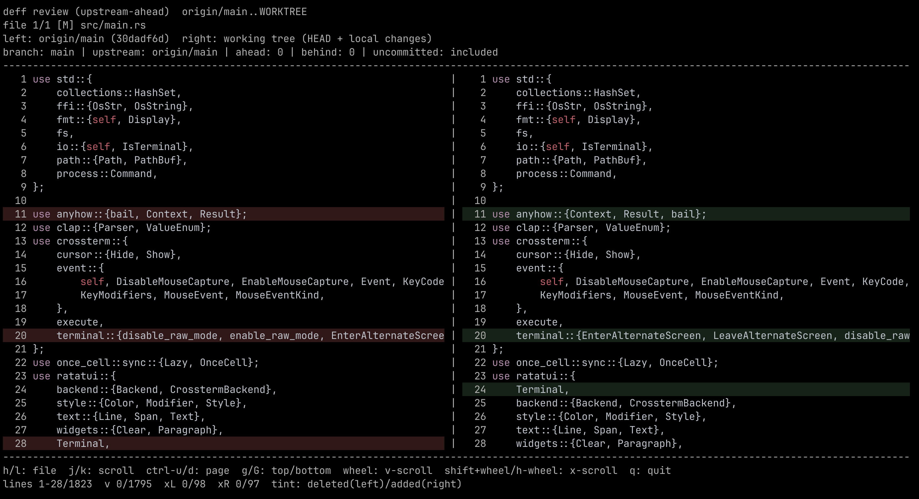 Single-line change example