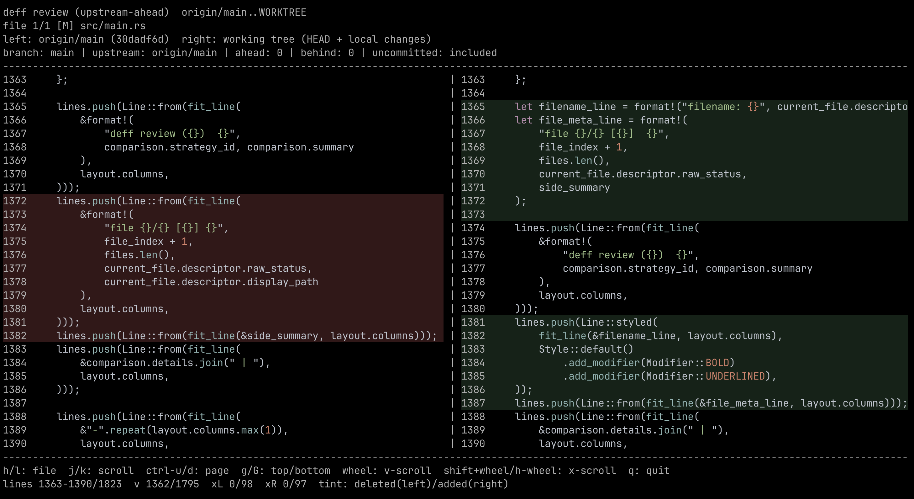 Multi-line change example