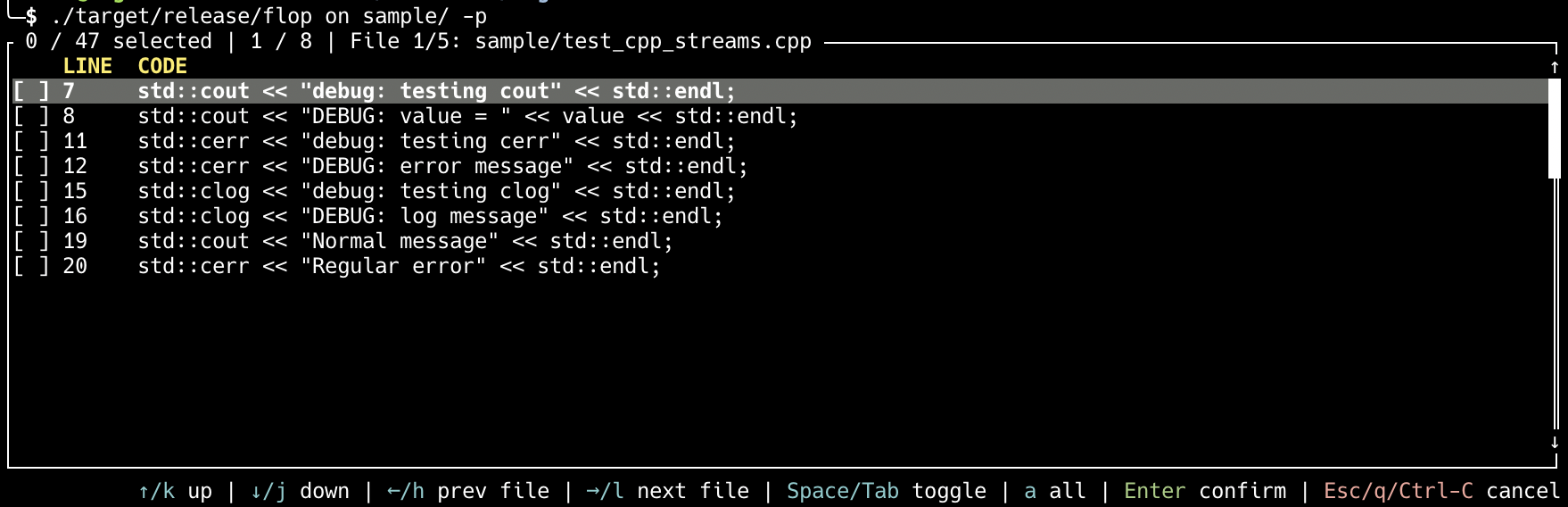 flop interactive mode