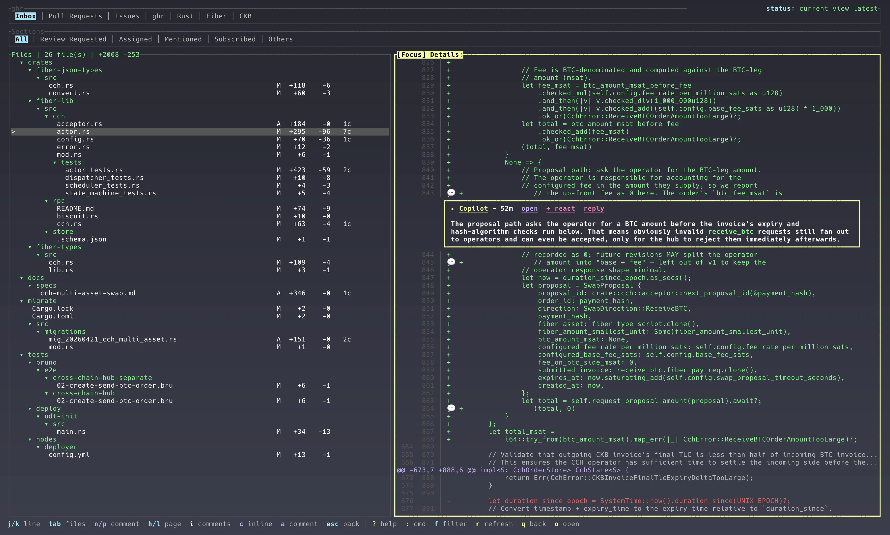 ghr pull request diff review screenshot