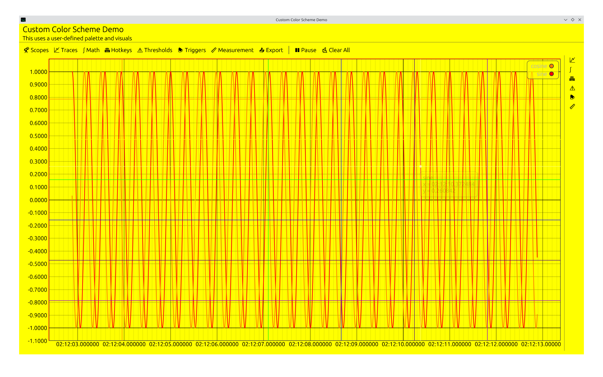 LivePlot custom color scheme screenshot