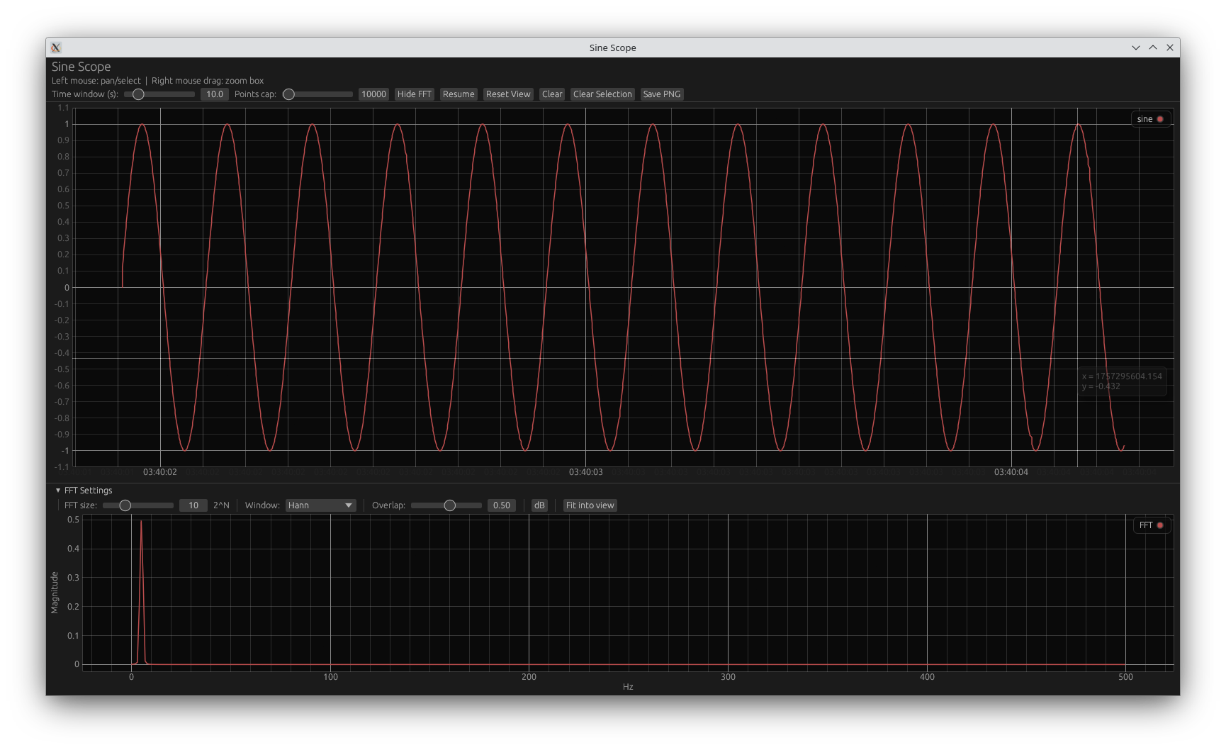 LivePlot screenshot