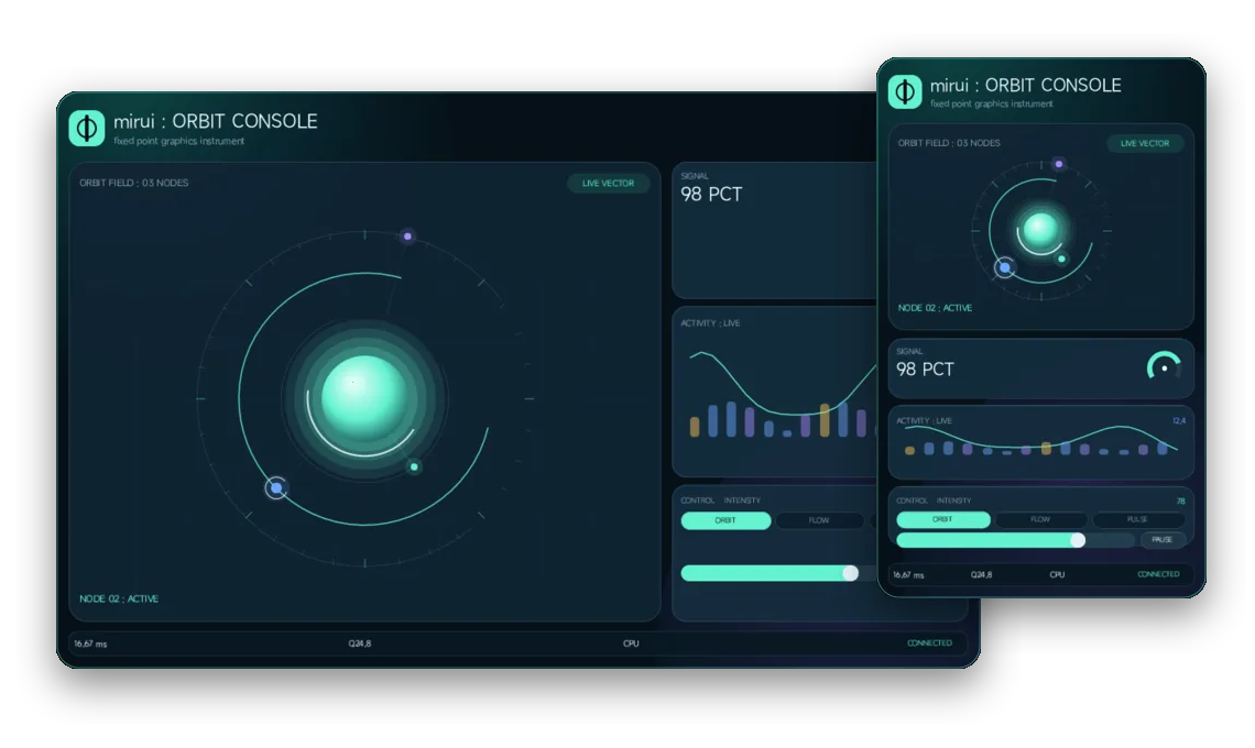 Orbit Console adapting between wide and compact layouts