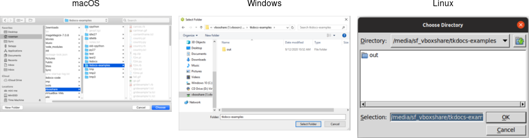 Choose directory dialogs.