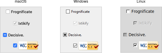Checkbutton widgets.
