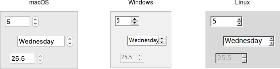 Spinbox widgets.